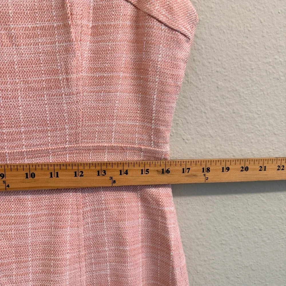 Tory Burch Tweed Sheath Dress Sleeveless Square Neck Size 10 Coral Pink